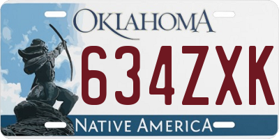 OK license plate 634ZXK