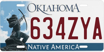OK license plate 634ZYA
