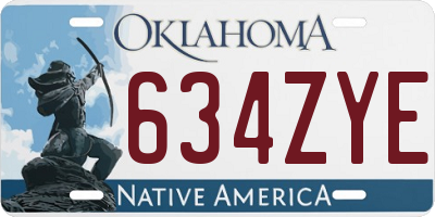 OK license plate 634ZYE