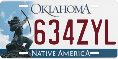 OK license plate 634ZYL