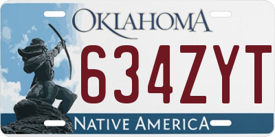 OK license plate 634ZYT