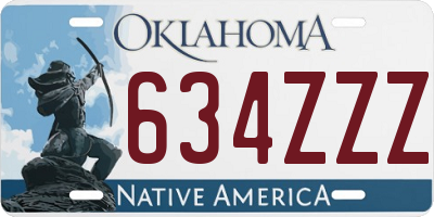 OK license plate 634ZZZ