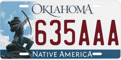 OK license plate 635AAA