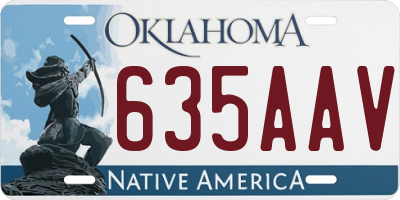OK license plate 635AAV
