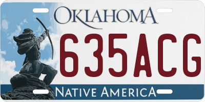OK license plate 635ACG