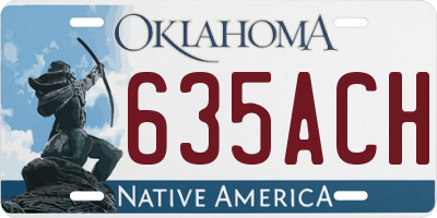 OK license plate 635ACH