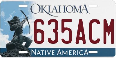 OK license plate 635ACM