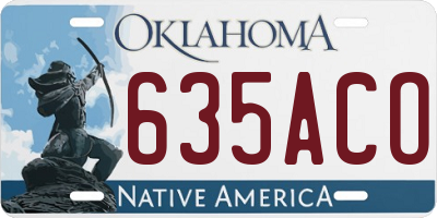 OK license plate 635ACO