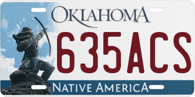 OK license plate 635ACS