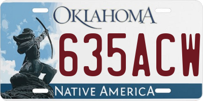 OK license plate 635ACW