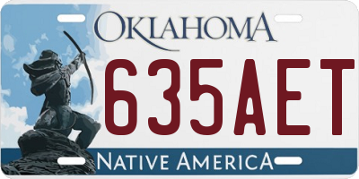 OK license plate 635AET