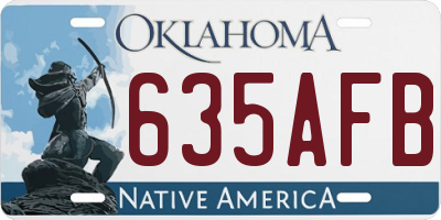 OK license plate 635AFB
