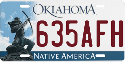 OK license plate 635AFH