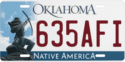 OK license plate 635AFI