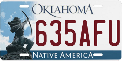 OK license plate 635AFU