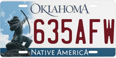 OK license plate 635AFW