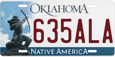 OK license plate 635ALA