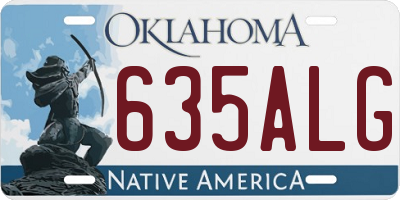 OK license plate 635ALG