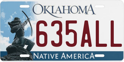OK license plate 635ALL