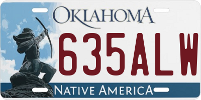 OK license plate 635ALW