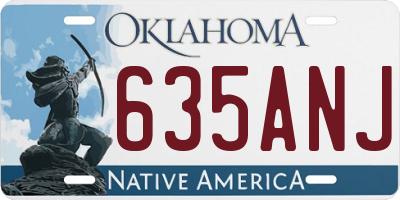 OK license plate 635ANJ