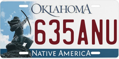 OK license plate 635ANU