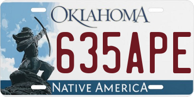 OK license plate 635APE