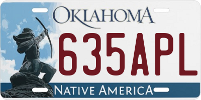 OK license plate 635APL