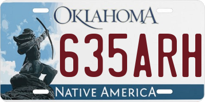 OK license plate 635ARH
