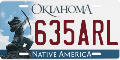 OK license plate 635ARL