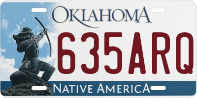 OK license plate 635ARQ