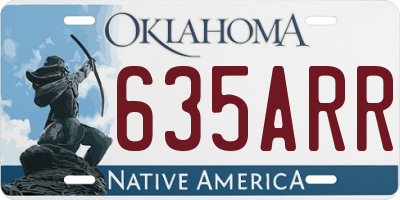 OK license plate 635ARR