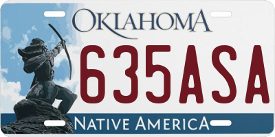 OK license plate 635ASA