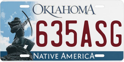 OK license plate 635ASG