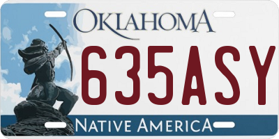 OK license plate 635ASY