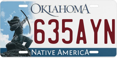 OK license plate 635AYN