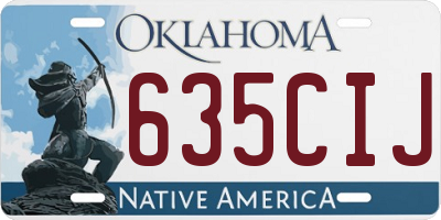 OK license plate 635CIJ