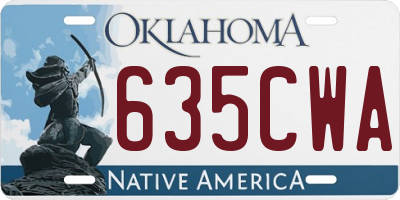 OK license plate 635CWA