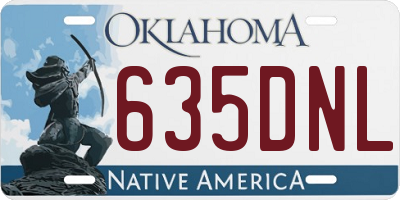 OK license plate 635DNL