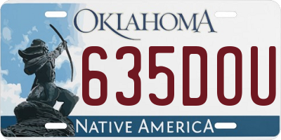 OK license plate 635DOU