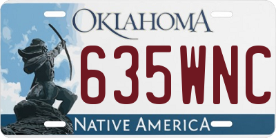 OK license plate 635WNC