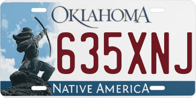 OK license plate 635XNJ