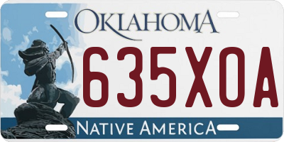 OK license plate 635XOA