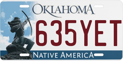 OK license plate 635YET