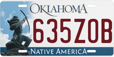OK license plate 635ZOB