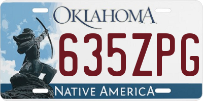 OK license plate 635ZPG