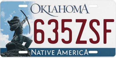 OK license plate 635ZSF