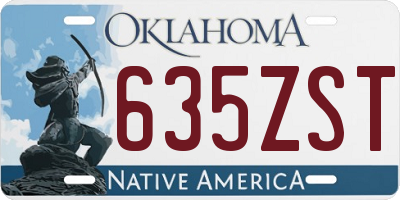 OK license plate 635ZST
