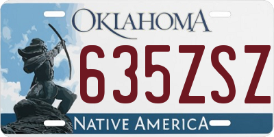 OK license plate 635ZSZ