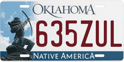 OK license plate 635ZUL